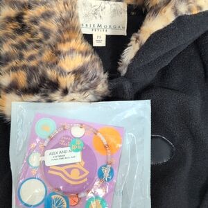 Debbie Morgan Black Teddy Jacket with Faux Fur Trim Complimentary With Bracelet